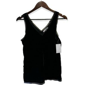 Chelsea28 Women's Size XS Sleeveless V-Neck Velvet Sheer Top Solid Black MSRP$49